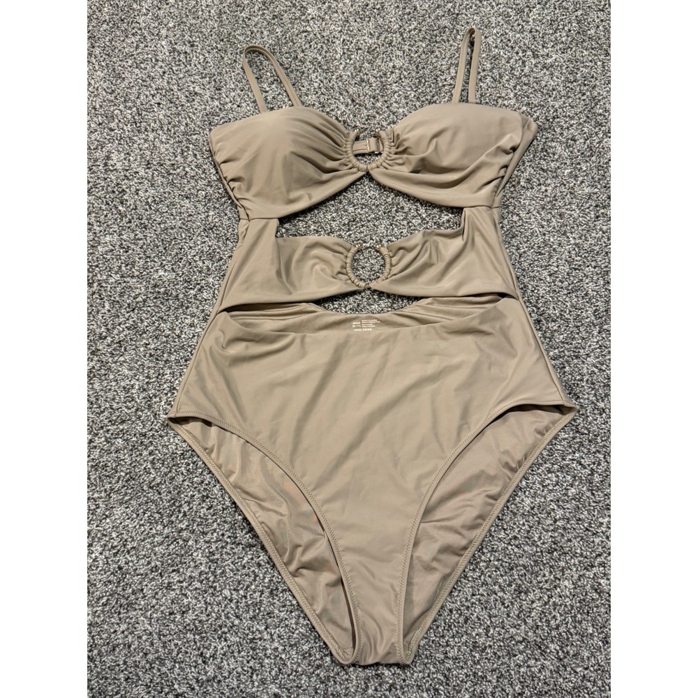 Aerie Real Good Tan O-Ring Cut Out One Piece Swimsuit XXL Full Coverage UPF 50